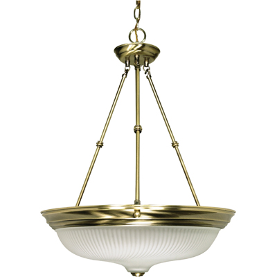 Nuvo Lighting 60/244  3 Light - 20" - Pendant - Frosted Swirl Glass in Antique Brass Finish